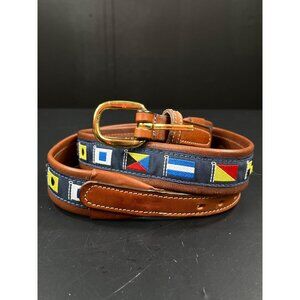 Tory Burch Nautical Flag Belt in Brown and Blue